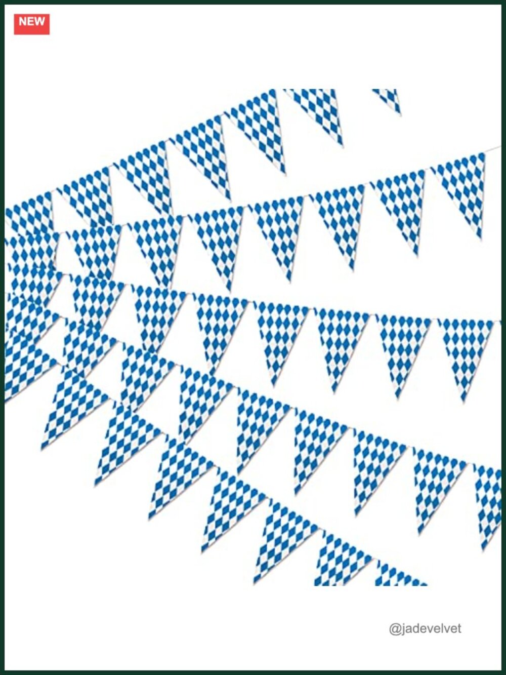 Oktoberfest Pennant Banner 150ft Bavarian Party Decor Double Side Blue White